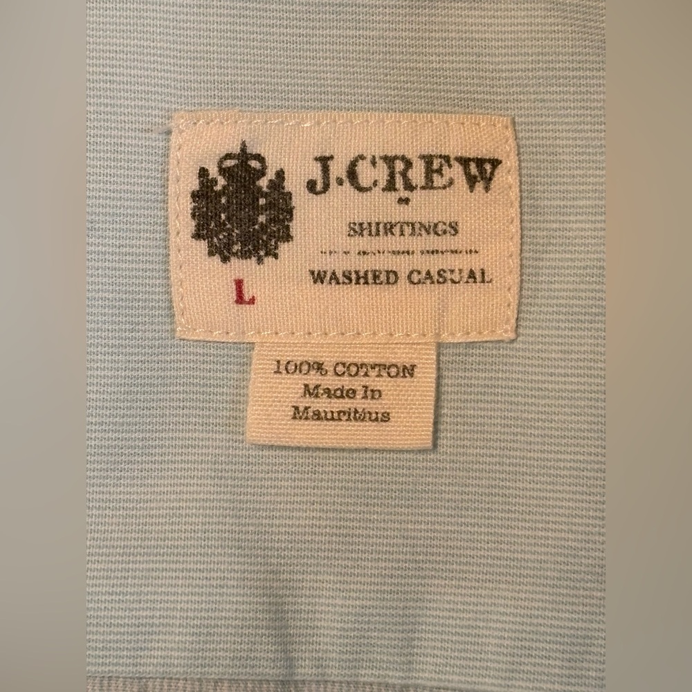 J. Crew Men's Casual Light Blueish-greenish Pin Striped Shirt, Size: L. (5462) - Picture 4 of 10